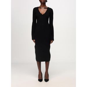 Kleding - Ribbed Knit Midi Dress - Zwart - 100% Virgin Wool