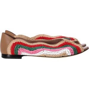 Fendi Chameleon Waves Ballerina's in Multicolor Raffia
