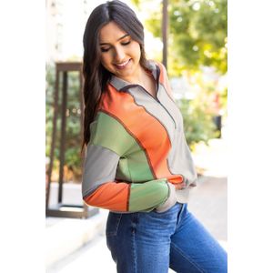 Kleurblok Halfrits Pullover