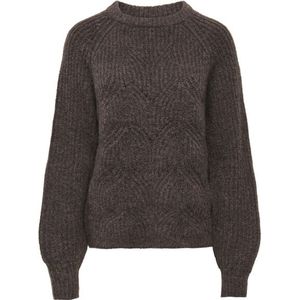 Trui met ronde hals en lange mouwen ONLY. Polyester materiaal. Maten XS. Kastanje kleur