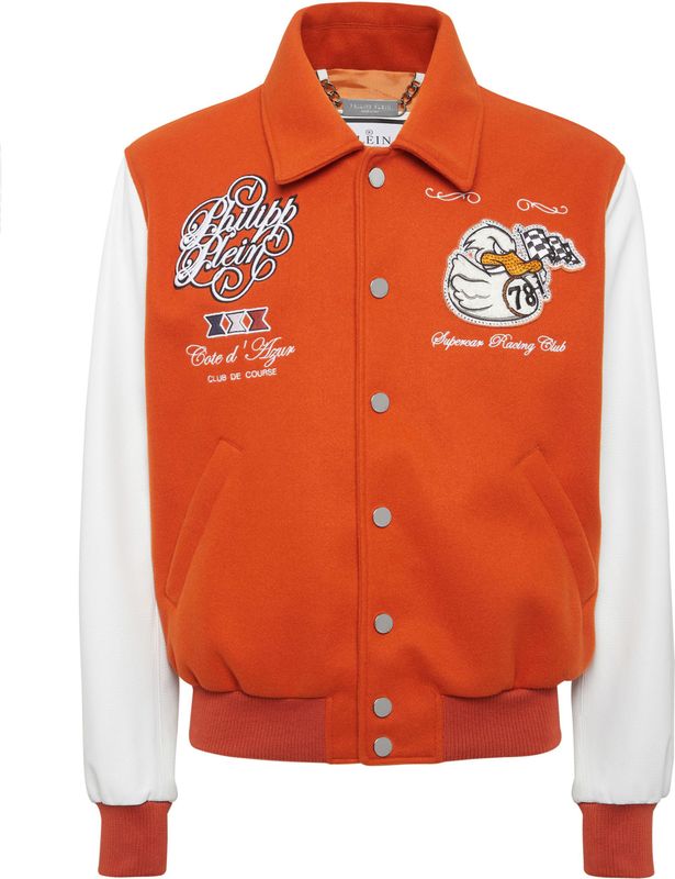 Philipp Plein - Bomber Duck - Wollen Jack - Oranje - Varsity-stijl