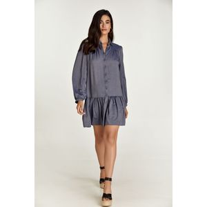 Shirtjurken - Blauwe Denim Stijl Jurk - Lange Mouwen - Met Kraag en Knopen