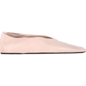Jil Sander vierkante ballerina's in roze leer