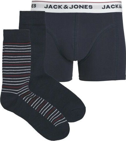 Jack & Jones Heren giftbox sokken + boxershort jacordinary donker