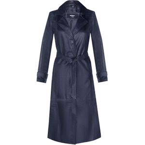 Dames Trenchcoat - Ongar - Leren - Lange Lengte - Met Tailleriem - Zwart