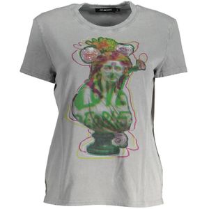 Desigual - Floral Bust Graphic Tee - T-shirt - Bruin