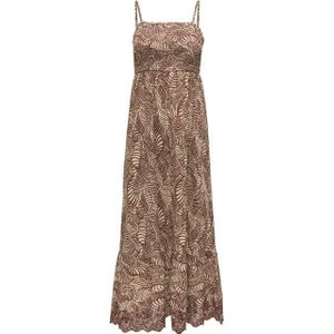 Only - Onllou Life - Lange Jurk - Beige - Rood-Bruine Print