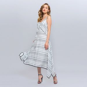 A-lijn Jurk - Stripes Game - Midi - Diagonale Strepen