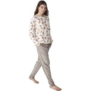 JJB4 Damespyjama van fluweel met lange mouwen