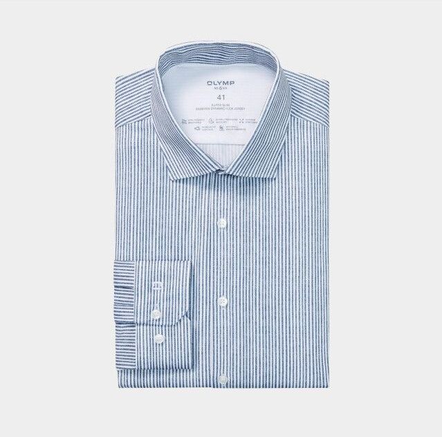 OLYMP - No. Six 24/Seven - Overhemd - Marineblauw - Super Slim Fit - Modern Kent