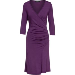 Imitatiewikkeljurk - Aubergine - Stretchjersey - Driekwartmouwen