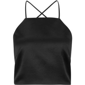 Hugo - Cusuti-1 - Damestop - Zwart - Glanzend Satijn - Omkeerbaar