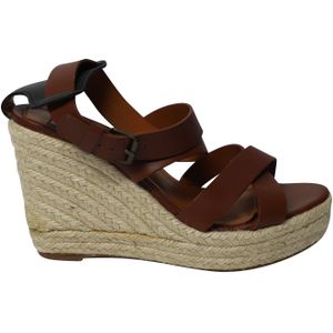 Lanvin Espadrille Wedge Sandalen in Bruin Leer