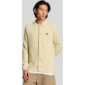 Lyle & Scott linnenmix gebreid overhemd - geel