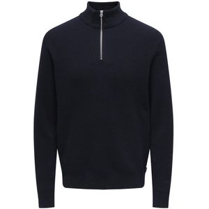 Only & Sons Onsphil reg 12 struc half zip knit navy