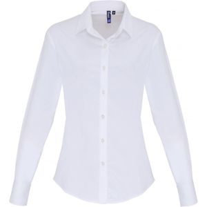 Premier Dames stretch fit poplin blouse met lange mouwen
