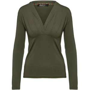 Tops - Khaki - Imitatiewikkeltop - Lange Mouwen - Duurzame Stretchjersey