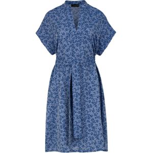 Jurk - Blauw - Zomerjurk - Bloemenprint - Mouwloos - Met Riem