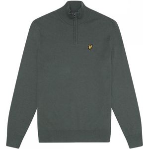 Lyle & Scott - Diepgroene Trui - Katoen - Merino - Kwartrits