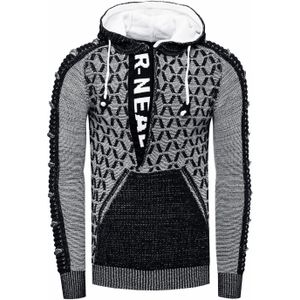 Rusty Neal - Grof Gebreide Hoodie - Casual Pasvorm - Met 1/2 Rits