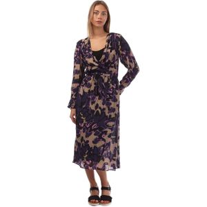 BOSS - Demaia - Jurk - Multi - V-hals, Lange Mouwen, Zijsplit, Ceintuursluiting, 100% Viscose