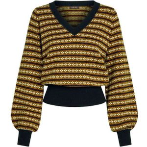 King Louie - V-neck Bellsleeve Walter - Gebreide Trui - Multicolor - Zacht Katoen