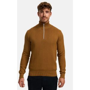 Kronstadt Carlo Sweatshirt ritssluiting bruin, Effen