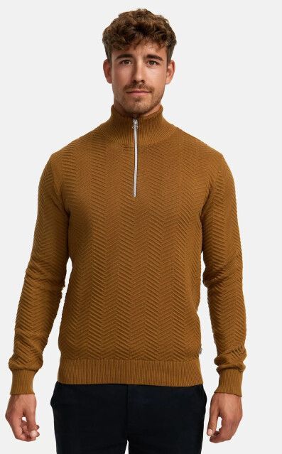 Kronstadt Carlo Sweatshirt ritssluiting bruin, Effen
