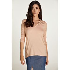 Jersey V Hals Top - Stofroze - Lange Mouwen