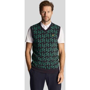 Lyle & Scott - Monogram Tanktop - Blauw - Katoen - V-hals
