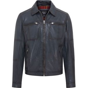 Bettles - Klassiek Leren Bikerjack - Blauw - Heren