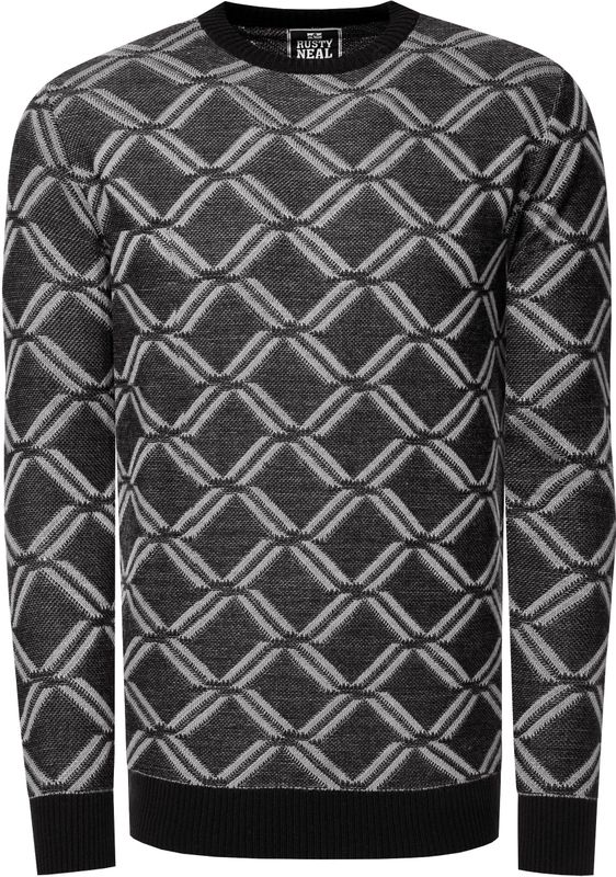 Rusty Neal - Gebreide Trui - Fijn - Ruitpatroon - Ronde Hals