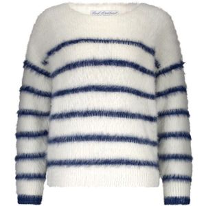 Red Button - Indigo Gestreepte Fluffy Trui - Wit - Dames - Nylon