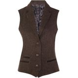 Dames - Tweed - Gilet - Bruin - Visgraatpatroon