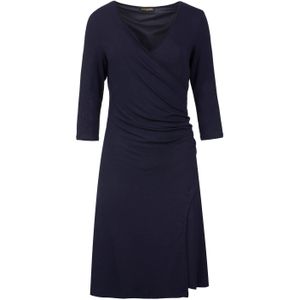 Imitatiewikkeljurk - Marineblauw - Stretchjersey - Driekwartmouwen