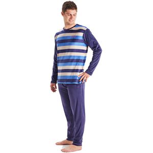 MU3 Herren-Pyjama aus Samt mit Rundhalsausschnitt und langen Ärmeln