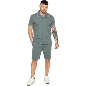 Enzo - Heren Biesjes Shirt - Korte Broek Tracksuit Set