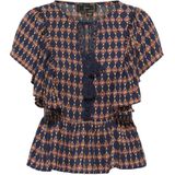 faina Blouse  marine / roestbruin / geel / wit