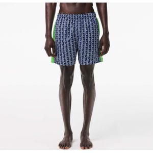 Lacoste - Halflange Zwembroek - Blauw - Met Monogramprint