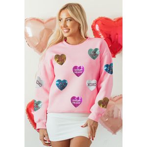 Pailletten Hart Valentijn Sweater