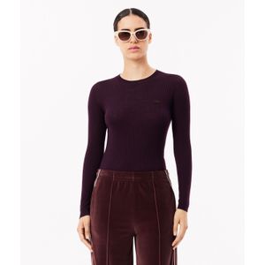 Lacoste - Merino Wol 3D - Gebreid Vest - Rood Kastanjebruin