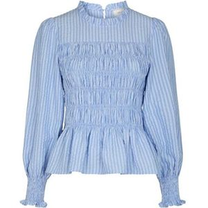 Neo Noir - Possa Twist Stripe Blouse - Lichtblauw - 55% Polyester / 45% Lyocell