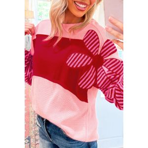 Wafelgebreide Kleurblok Pullover Trui