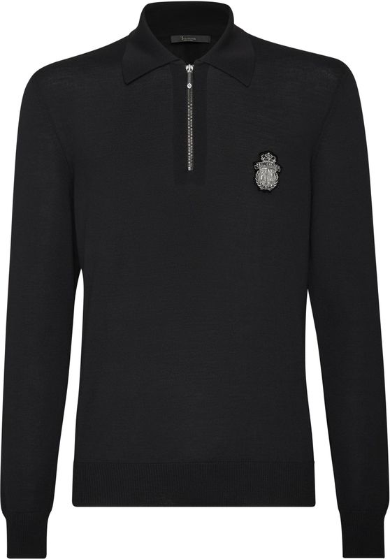 Billionaire - Pullover Polo-Neck LS Crest - Zwart - Merinowol