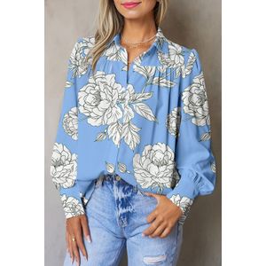 Bloemmotief Lange Mouwen Blouse