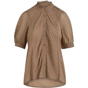 Coster Copenhagen Zandkleurige blouse met korte mouwen