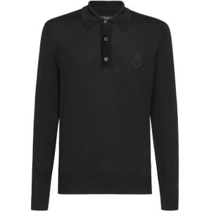 Billionaire - Pullover Polo-Neck LS Crest - Vest - Zwart - Katoen