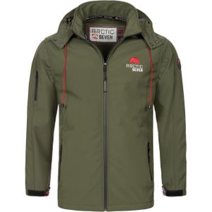 Arctic Seven - Heren Softshell Jas - Olijf - Waterafstotend - Afneembare Capuchon