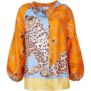 Mucho Gusto Zijden blouse carini leopard and horse bits