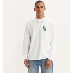 Levi's - LS CLASSIC RELAXED TEE - Shirt - Brightwhite - Lange Mouwen met Letterprint